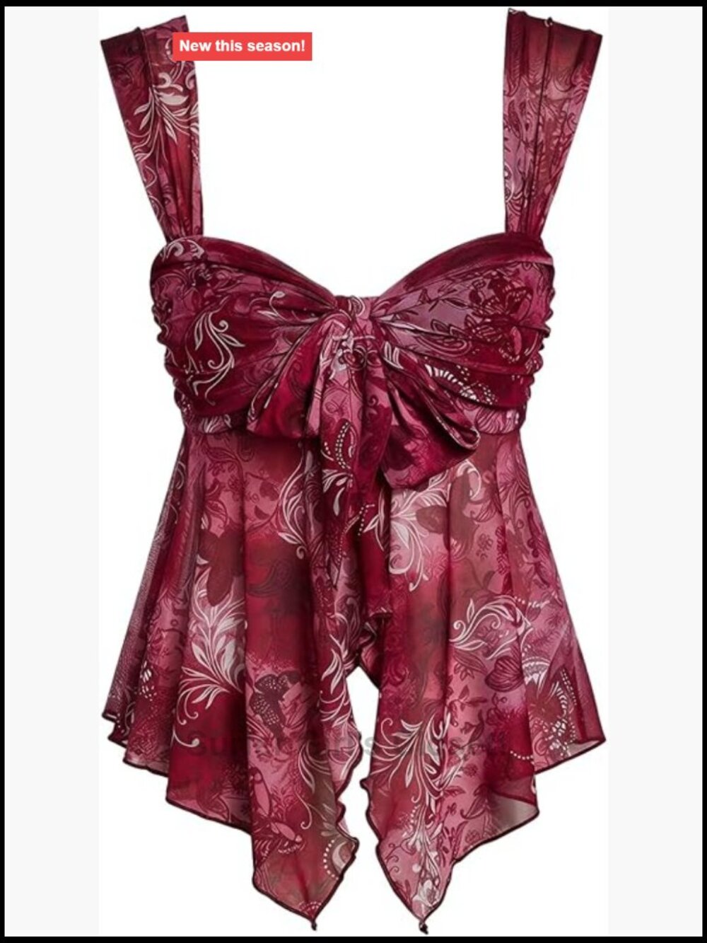 Women's Floral Mesh Tank Top Sweetheart Neck Ruched Tie Front Sleeveless Peplum